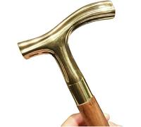 ROYAL CHOICE COLLECTION Victorian Vintage Gold Brass Derby Head Handle with Brown Wooden Stick Derby Head Handmade Brass Handle Walking Stick Design Vintage Style Antique Wooden Walking Stick Cane