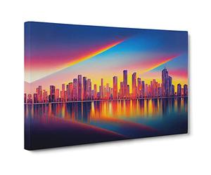 Royal City Skyline Architecture Canvas Print | Gallery Wrapped 30mm Frame Wall Art | 30x20 inches | Ready to Hang | Contemporary Cityscape Picture | Living Room Bedroom Lounge Office