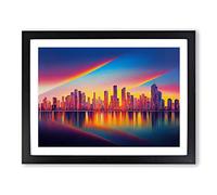 Royal City Skyline Architecture Framed Wall Art Print A2 Black