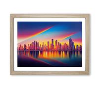 Royal City Skyline Architecture Framed Wall Art Print A2 Oak
