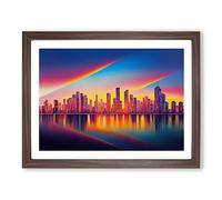 Royal City Skyline Architecture Framed Wall Art Print A2 Walnut