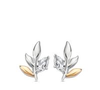 Royal Clogau Leaf Stud Earrings with Topaz Sterling Silver STERLING SILVER & 9CT ROSE GOLD