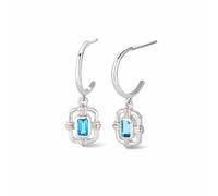 Clogau Silver & 9ct Rose Gold Enchanted Gateways Swiss Blue Topaz Hoop Earrings 3SEGW0730