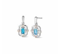 Clogau Silver & 9ct Rose Gold Enchanted Gateways Swiss Blue Topaz Dropper Earrings 3SEGW0731