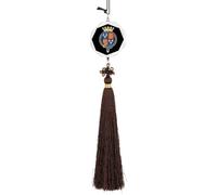 Royal Coat of Arms of England Automotive Interior Mirrors Hanging Crystal Pendant Lucky Charm Car Rearview Ornament Hexagon