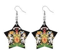 Royal Coat of Arms of The Kingdom of Scotland Novelty Women's Dangle Earrings Fashion Printed Wood Earring Drop Pendants Jewelry