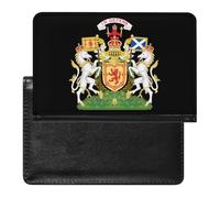 Royal Coat of Arms of The Kingdom of Scotland Printed Passport Holder Cover Leather Passport Wallet Slim Card Case for Travel