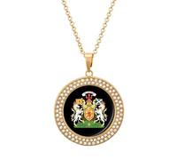 Royal Coat of Arms of The Kingdom of Scotland Women's Diamond Necklace Shiny Rhinestones Pendant Jewel Necklaces Romantic Trendy