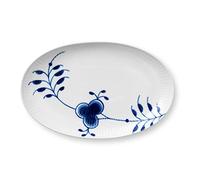 Royal Copenhagen Blue Fluted Mega Blue Ribbed Porcelain Serving Plate, Oval, 23 cm, 1016888, Blue/White