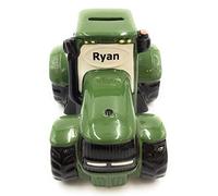 Royal County Ceramic Green Tractor Money Box Personalised 'Ryan' A Gift for the Little to the big Farmer. Birthday, Christmas, Communion, Christening
