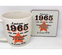 Royal County Year You were Born Ceramic Mug and Coaster Set - 1965-12x9cm - Red Star on Both