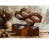 Royal Craft Expertise Handmade Superior Indian Rosewood Honeycomb Four slot Mens Watch Display Case Box for Men | Wooden Mens Watch Box | Handmade Cushions | Made for Special Peoples and Events |