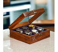 Royal Craft Expertise Mens watch box, Watch display case, Indian Rosewood watch box case organizer for men, Velvet lining glass lid, Solid Gift for Him (Dark brown Six room)