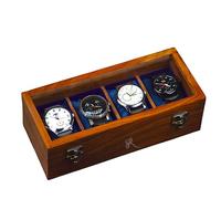 Royal Craft Expertise Mens watch box, Watch display case, Indian Rosewood watch box case organizer for men, Velvet lining glass lid, Solid Gift for Him (Dark brown Four room)