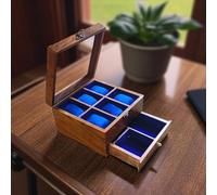 Royal Craft Expertise Mens watch box, Watch display case, Indian Rosewood watch box case organizer for men, Velvet lining glass lid, Solid Gift for Him (Dark brown 6 Drawer)