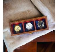 Royal Craft Expertise Mens watch box, Watch display case, Indian Rosewood watch box case organizer for men, Velvet lining glass lid, Solid Gift for Him (Dark brown Three room)
