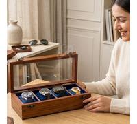 Royal Craft Expertise Mens watch box, Watch display case, Indian Rosewood watch box organizer for men, Velvet lining glass lid, Solid Gift for Him, Made for Special Occasions