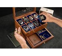 Royal Craft Expertise Premium Wooden Watch Box with Drawer - Luxury Mens Watch Case for Men | Holds 8 Watches with Easy Access, Large Storage Drawer & Soft Velvet Lining | Handcrafted in Rosewood