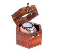 Royal Craft Expertise Single Slot Watch Box for Men - Dark Rosewood Travel Watch Case with Glass Lid | Luxury Organizer Holder | Men's Timepiece Display Box - Valentine’s Day Gift