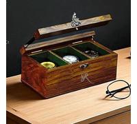 Royal Craft Expertise Vintage Dark Indian Rosewood Watch Box Case Holder Organizer for Men and Women, 2-6 Wooden Watch Display Case, Personalized Gift for Dad Son Husband Boyfriend Girlfriend