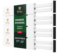 ROYAL CRAFT WOOD Adjustable Bamboo Drawer Dividers Organisers - Expandable Drawer Organiser Separators for Kitchen, Dresser, Bedroom, Bathroom and Office, Pack of 4 (17-22 Inches, White)