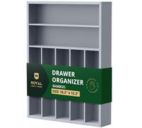 ROYAL CRAFT WOOD Bamboo Kitchen Drawer Organizer - Silverware Organizer/Utensil Holder and Cutlery Tray (Gray)