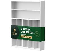 ROYAL CRAFT WOOD Bamboo Kitchen Drawer Organizer - Silverware Organizer/Utensil Holder and Cutlery Tray (White)