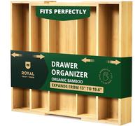 ROYAL CRAFT WOOD Luxury Bamboo Kitchen Drawer Organizer and Expandable Utensil Organizer, Silverware Holder and Cutlery Tray for Kitchen Organization, 19.6" x17", Natural