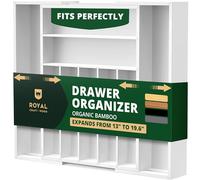 ROYAL CRAFT WOOD Luxury Bamboo Kitchen Drawer Organizer - Silverware Organizer/Utensil Holder and Cutlery Tray with Grooved Drawer Dividers for Flatware and Kitchen Utensils (9 Slot, White)