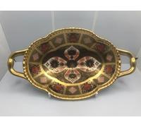 Royal Crown Derby Old Imari 1128 Melbourne Tray Solid Gold Band - 22.5cm - 1st Quality with back Stamp -Original Box