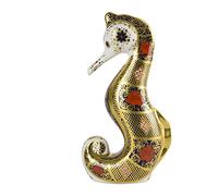 Royal Crown Derby Old Imari Solid Gold Band Seahorse Paperweight