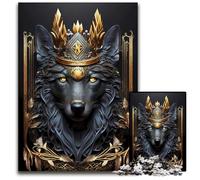 Royal Crown Wolf Art Deco Jigsaw Puzzles for Adults 1000 Piece Impossible Jigsaw Puzzles for Adults for Holidays Birthdays And Family Game Nights 1000 PCS(75x50cm)