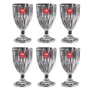 Royal Cuisine 180 ml Water Goblets Soft Drinks Crystal Glasses Embossed Cocktail Glasses Retro Vintage Drinking Glasses Stripped Wine Glasses Origami Glass Cup Drinking Glasses Set of 6 (YJSK-3208B)