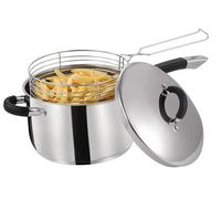 Royal Cuisine 22cm Chip Pan Stainless Steel Chip Pans with Basket and Lid Chip Fryer Saucepan Potatoes Chips Fries Cooker Deep Fat Fryer Pot Frying Pans-Cookware Kitchenware