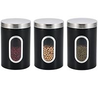 Royal Cuisine 3pcs Stackable Tea Coffee Sugar Canisters Set Glass Airtight Tea Sugar and Coffee Containers Set Sugar Tea Coffee Set Tea and Coffee Jar