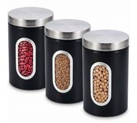 Royal Cuisine 3pcs Stackable Tea Coffee Sugar Canisters Set Glass Airtight Tea Sugar and Coffee Containers Set Sugar Coffee Set Tea and Coffee Jar
