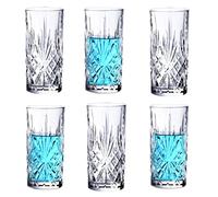 Royal Cuisine 6X 370ml Crystal Melodia Tall Tumblers Highball Drinking Glasses Tall Hi Ball Glass Water Gin Juice Cocktail Drinking Tall Glasses Tumbler Set-Glassware