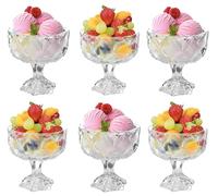 Royal Cuisine Cocktail Glasses Ice Cream Glass Bowl, Cocktail Bowls Diamond Dessert Fruit Crystal- Appetizer Fruit Cocktail Pudding Glass Cups Set of 6