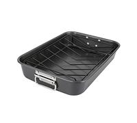 ROYAL CUISINE Deep Roasting Tin with Rack, Non Stick Baking Tray Carbon Steel Roaster with Handles. (Roasting Tray with Rack)