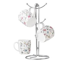 Royal Cuisine Kitchen Roll Holder Mug Tree Set Paper Towel Holder Cup Holder Mug Stand for Kitchen Countertop Durable Mug Holder with 6 Hooks-Kitchenware