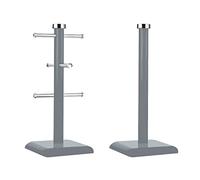 Royal Cuisine 6 Cup Mug Tree Stand and Linear Kitchen roll/Paper Towels Holder Stainless Steel - Coffee Tea Cups Mugs draining Rack| Kitchen Storage Accessories (Grey)