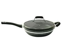 Royal Cuisine Large Black Non Stick Wok with Glass Lid 28cm 30cm 32cm Wok (28cm)