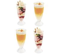 Royal Cuisine Set of 4 Dessert Glasses 360ml Knickerbocker Glory Dessert Sundae Cocktail Soda Milkshake Glasses Long Fountain Retro American Diner Style Knickerbocker Glory Glass