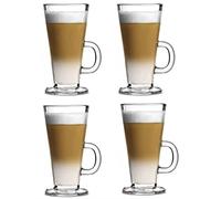 Royal Cuisine Set of 4 Latte Glasses Coffee Mug Espresso Cups Cappuccino Tea Iced Coffee Glasses Hot Drink Large Mug with Handle Ideal for Ice Cream Latte Hot Chocolate (270ml)