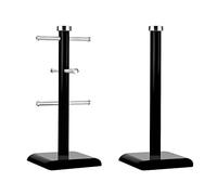 Royal Cuisine Set of 6 Cup Mug Tree Stand and Linear Kitchen roll/Paper Towels Holder Stainless Steel - Coffee Tea Cups Mugs draining Rack| Kitchen Storage Accessories (Black)
