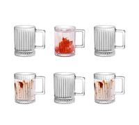 Royal Cuisine Set of 6 Glass Coffee Mugs Coffee Cups, Clear Glass Mugs with Handle, Stylish Glassware for Tea, Cappuccino, Latte Glasses, Hot Beverages, Milk & Juice (310ml)