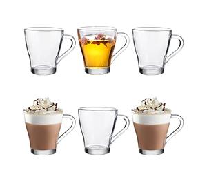 Royal Cuisine Set of 6 Glass Cups for Tea Coffee cappuccinoTea Cups Coffee Mugs Tea Mugs 260ml
