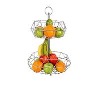 Royal Cuisine Silver 2 Tiers Baskets Veg & Fruits storage Rack Fruit Basket Large for Kitchen Counter Top Vegetables & Fruit Rack