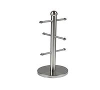 Royal Cuisine Stainless Steel Coffee Tea Mug Tree Mug Hanger Stand Tea Coffee Cup Holder with 6 Hooks Mug Holder for Counter (Silver) Kitchen Storage Rack-Kitchen Accessories