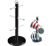 Royal Cuisine Stainless Steel Mug Tree Stand Coffee & Tea Cup Holder Durable Mug Hanger for Countertop with 6 Hooks Space Saving Kitchen Accessories & Stylish Cup Storage Organizer